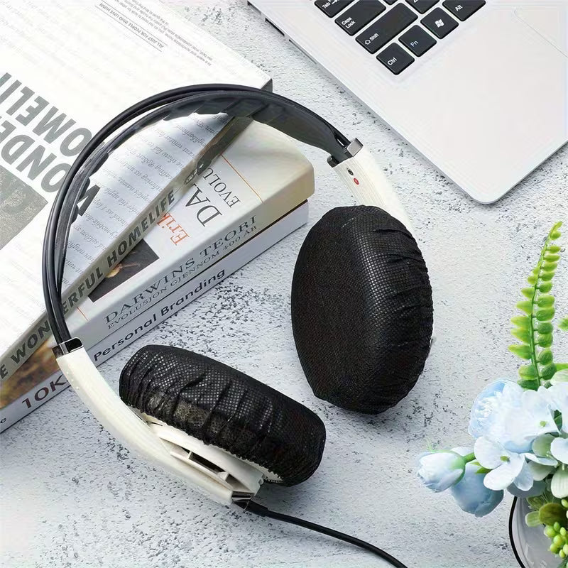 Individually Packaged Disposable Earphone Covers, Non-Woven Elastic Earphone Covers, Specifically for Over-Ear Headphones, Dustproof, Sweatproof, Breathable Protective Covers
