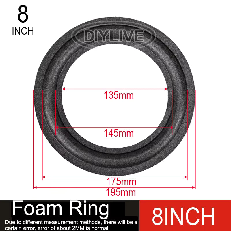 DIYLIVE Subwoofer Foam Edge Folding Ring Speaker Repair Accessories 2-12 Inch Diameter 50-366mm Compatible with 3 3.5 4 5 6.5 8