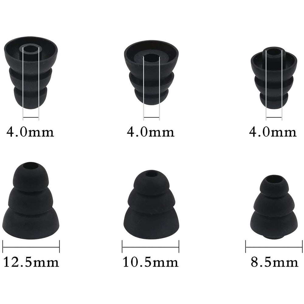 1 Pair Replacement Triple Flange Ear Tips Earbuds Silicone For Most in Ear Headphones for Sony Senso Powerbeats Jaybird etc