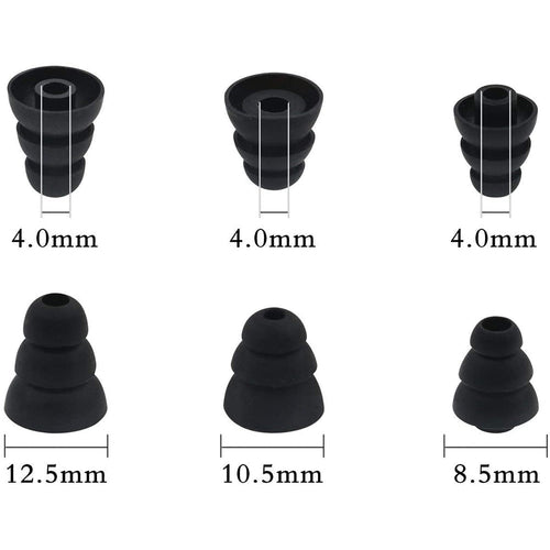1 Pair Replacement Triple Flange Ear Tips Earbuds Silicone For Most in Ear Headphones for Sony Senso Powerbeats Jaybird etc - NATASHAHS
