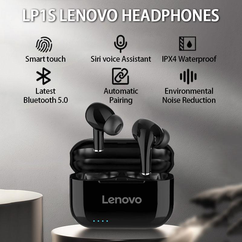 Lenovo LP1S Bluetooth Earphone HD Stereo noise cancelling Wireless Headset Sports TWS Earbuds HiFi With Mic Wireless earbuds - NATASHAHS