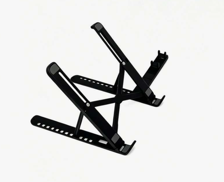 1-Pack Black Foldable Portable Laptop Tablet Phone Stand With Extended Phone Holder Adjustable Cooling Stand